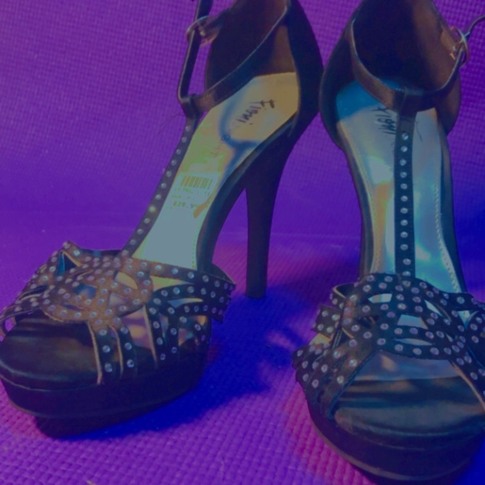 black heels, with sparkles for party